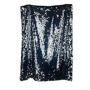 Paillette Sequin Pencil Skirt Gunmetal Silver 8